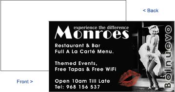 Monroes Bar Business Card