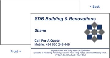 SDB Building Services Business Card